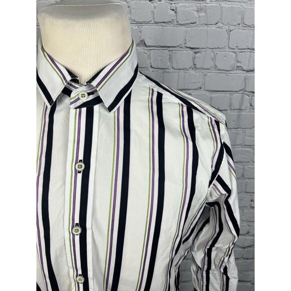 Robert Graham Men’s SZ Medium Long Sleeve Button Front Shirt Multicolor Striped - Picture 1 of 14